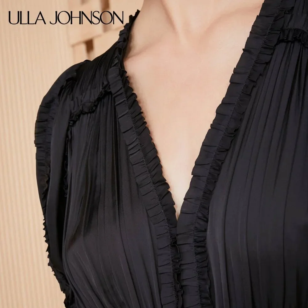 Ulla Johnson, Olivia Midi Dress in Black Satin, Size 0 - Picture 3 of 16